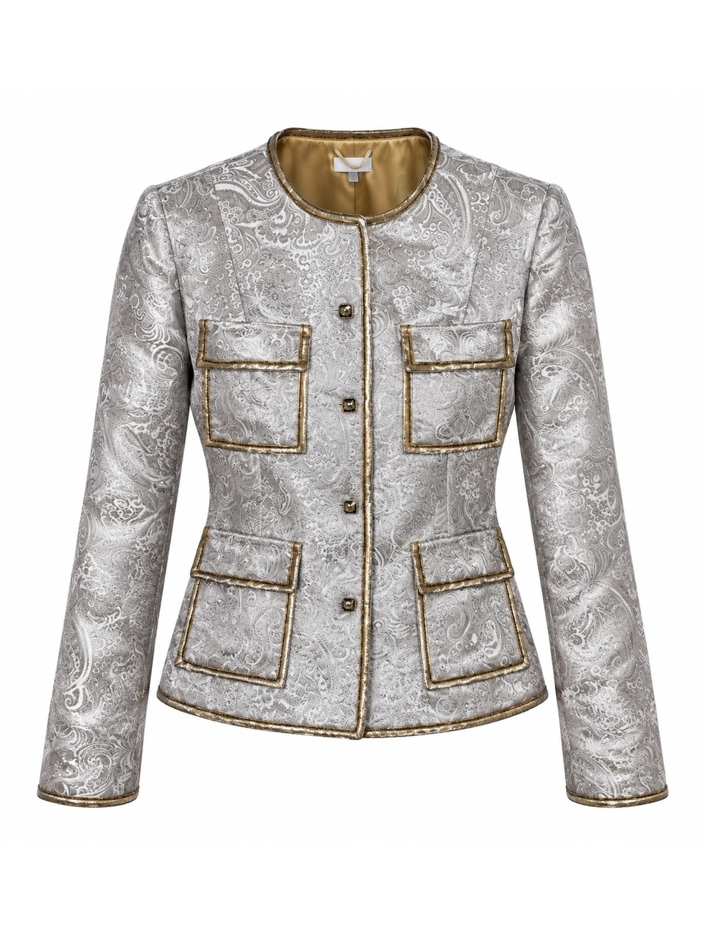 Cache Vintage Metallic Paisley Statement Blazer